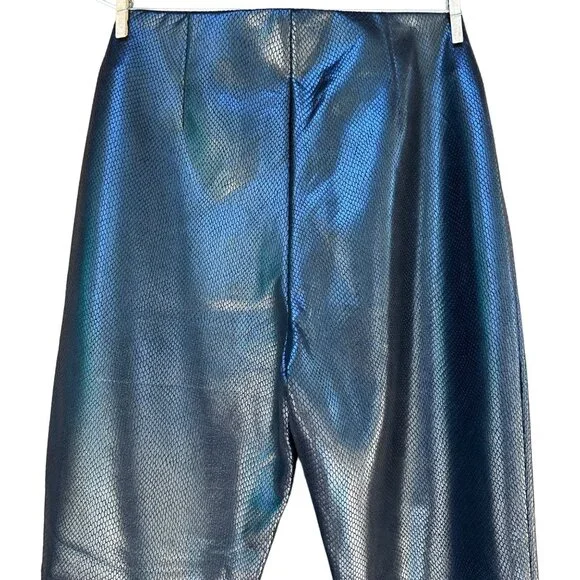 Zara Black Faux Snake Skin Vegan Leather Skinny Pants Size M - Picture 7 of 11